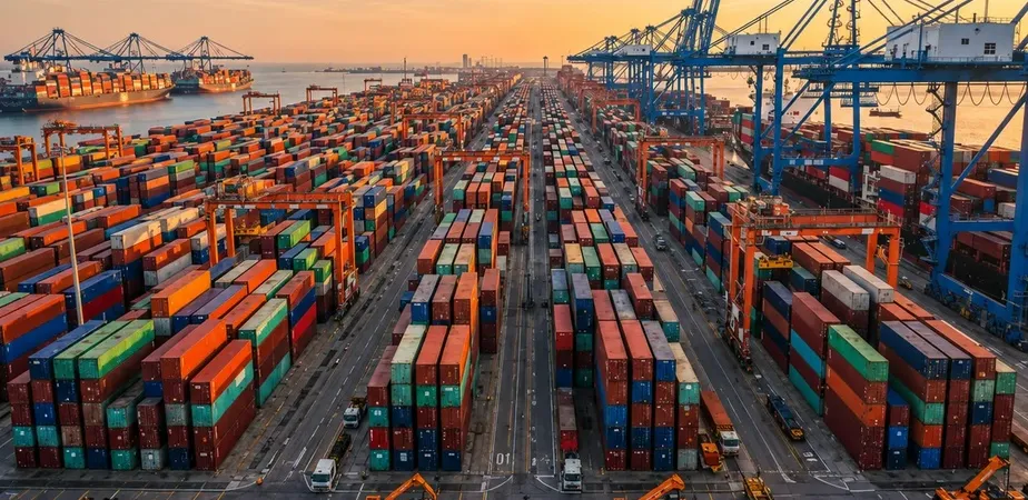 Container ship transporting cargo across international waters as part of a global sourcing and supply chain network.