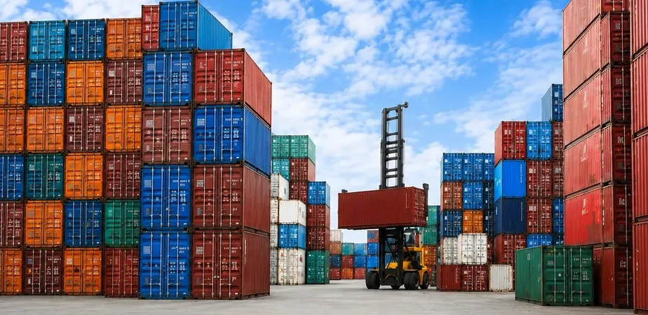 Container ship transporting cargo across international waters as part of a global sourcing and supply chain network.