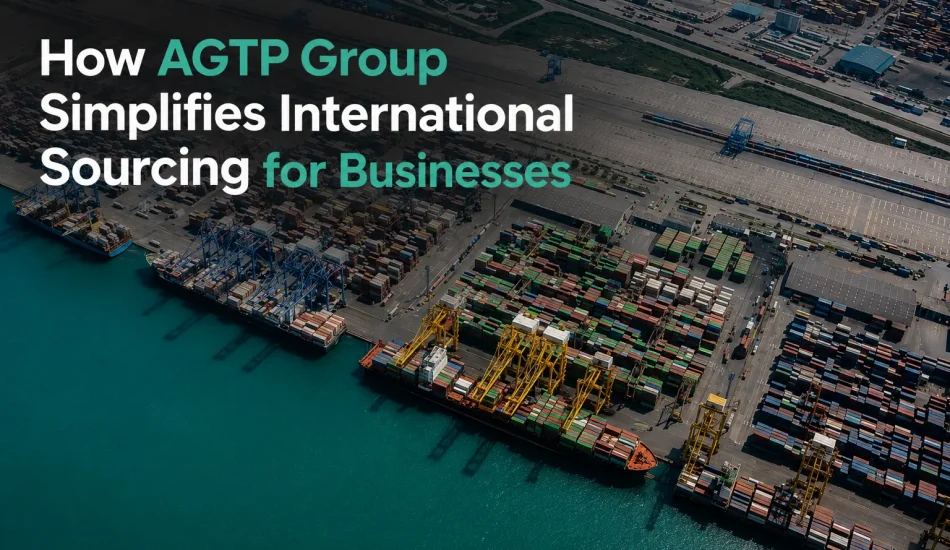 Container ship transporting cargo across international waters as part of a global sourcing and supply chain network.